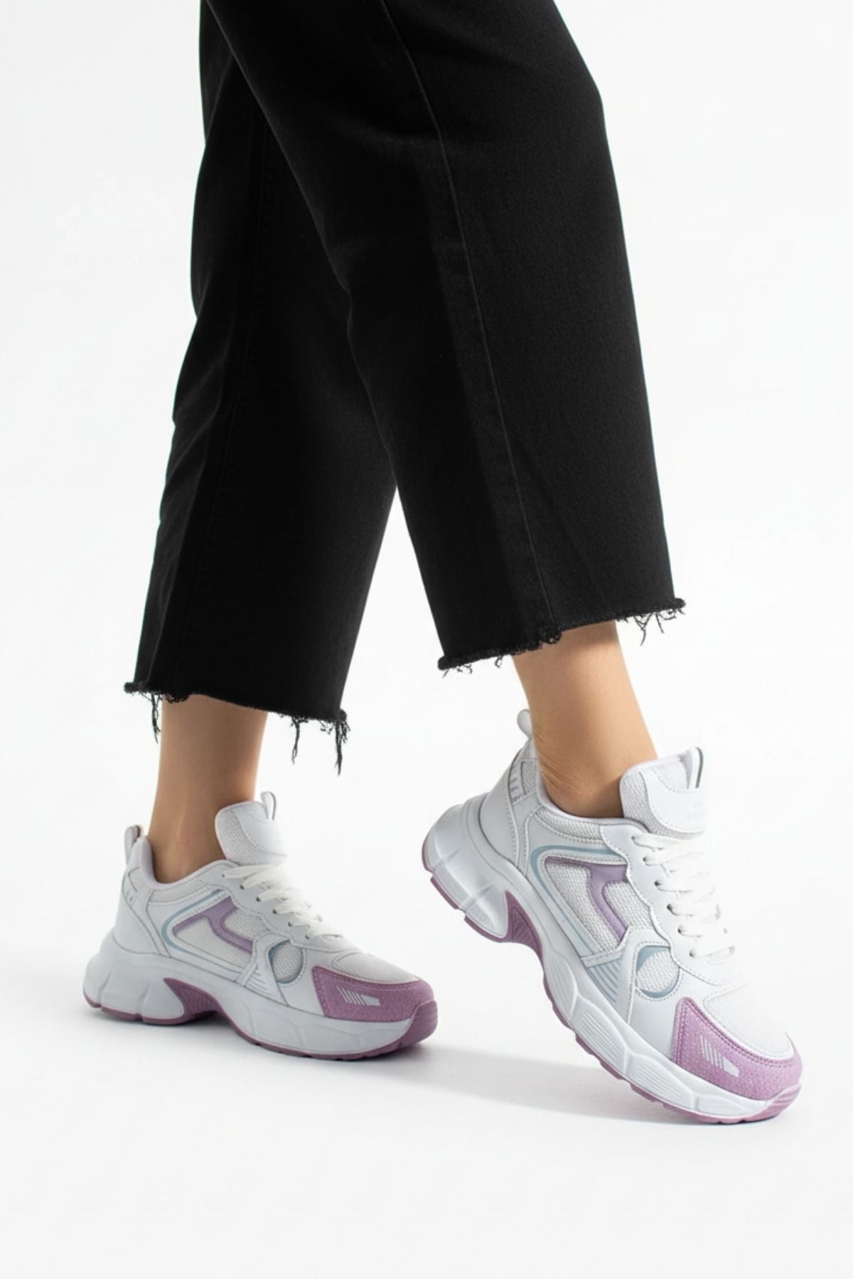 Hagrid Kadın Beyaz Lila Fileli Spor Ayakkabı