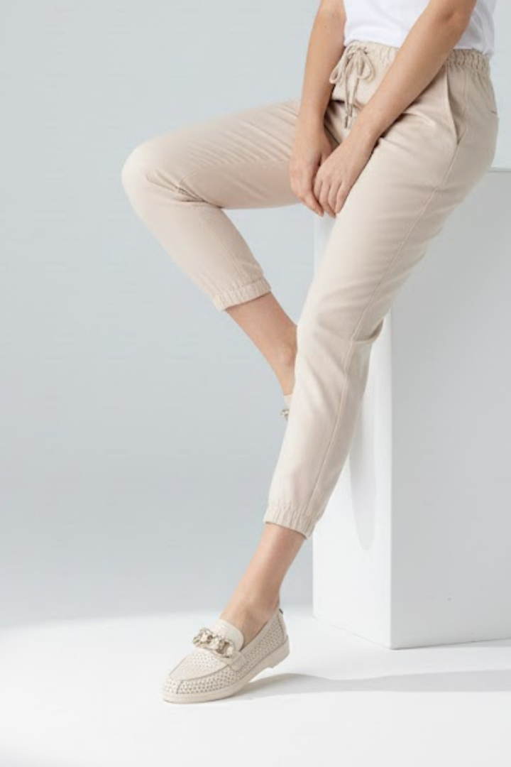 Riwan Kadın Bej Zincir Detaylı Babet Ayakkabı