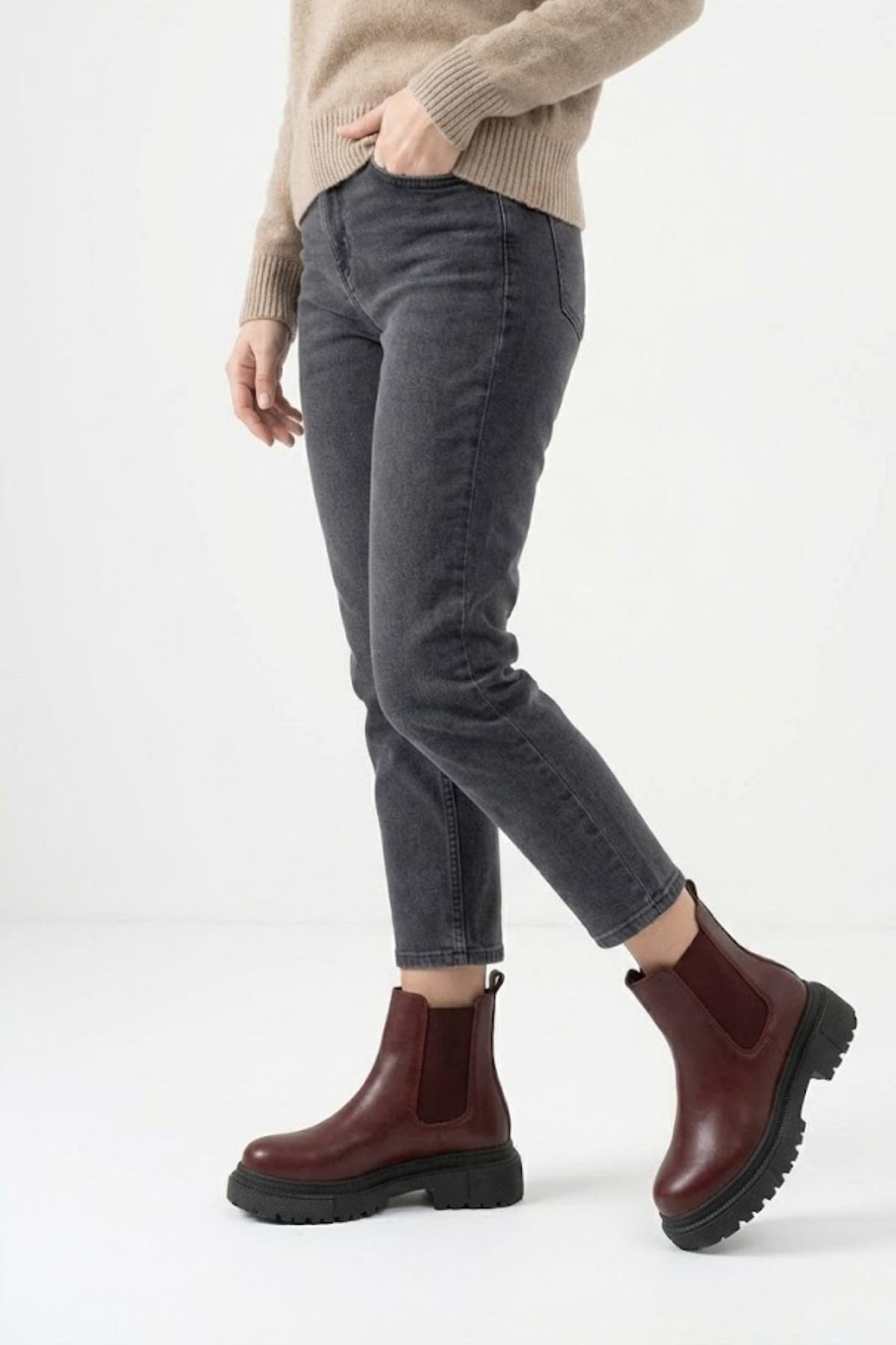Nayliz Bordo Lastikli Günlük Kadın Bot