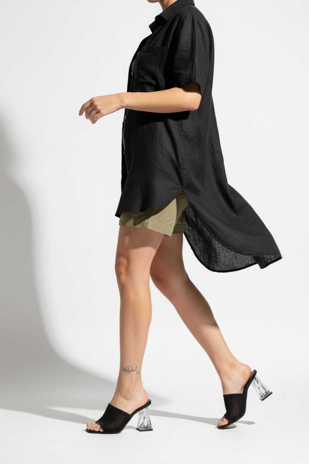 Akva Kadın Siyah Triko Şeffaf Topuklu Terlik