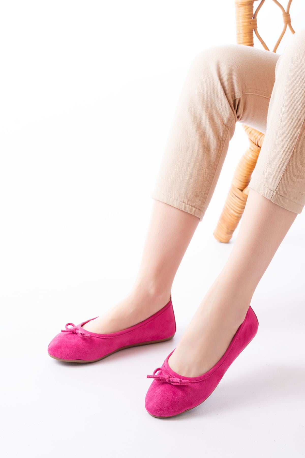 Blenve Fuşya Süet Fiyonklu Kadın Babet