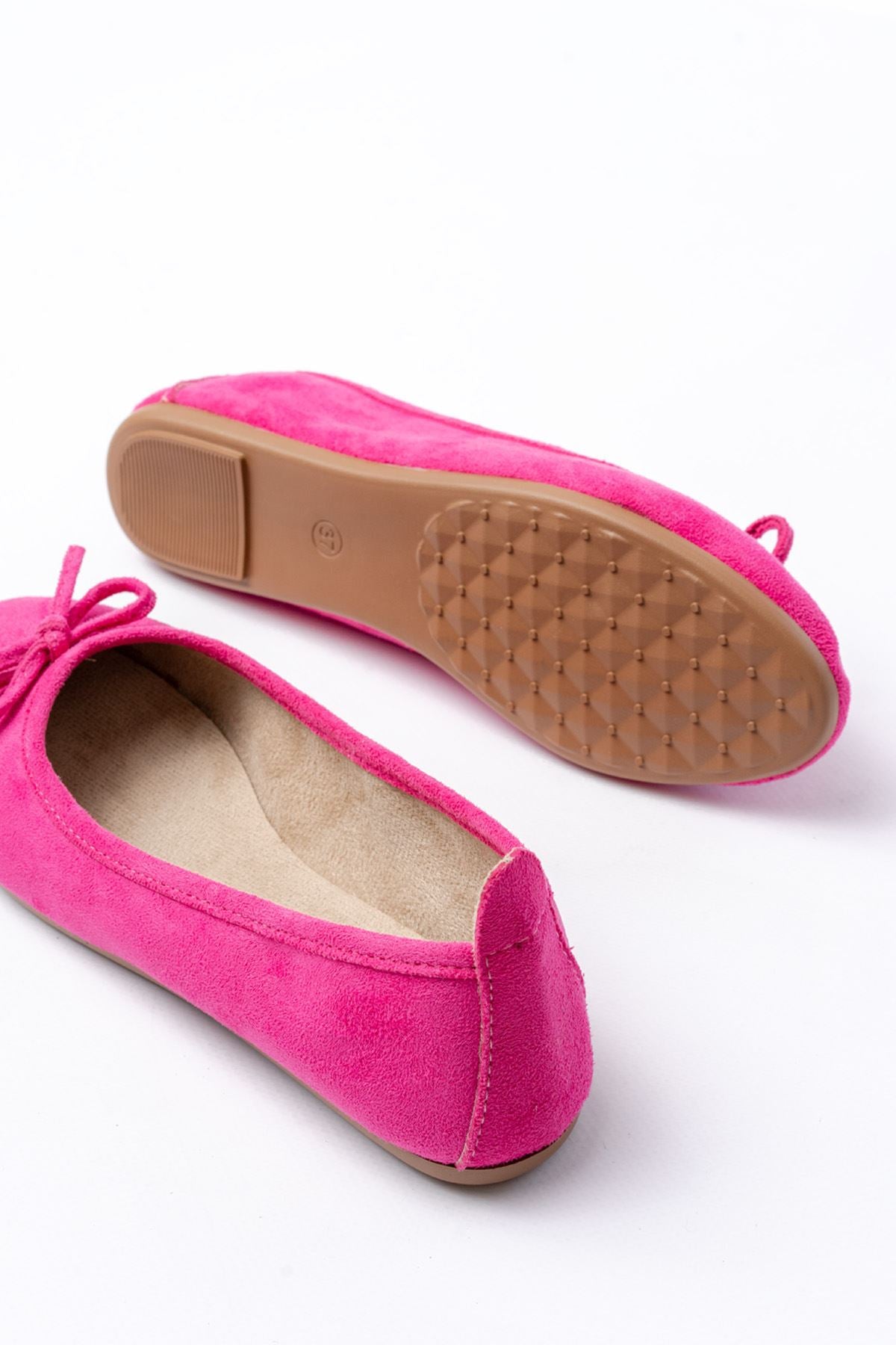 Blenve Fuşya Süet Fiyonklu Kadın Babet