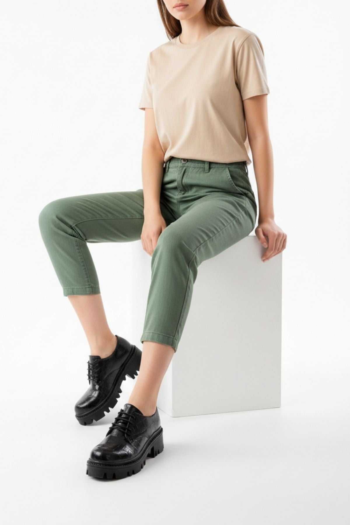 Apsely Siyah Kroko Bağcıklı Günlük Yüksek Tabanlı Loafer Ayakkabı