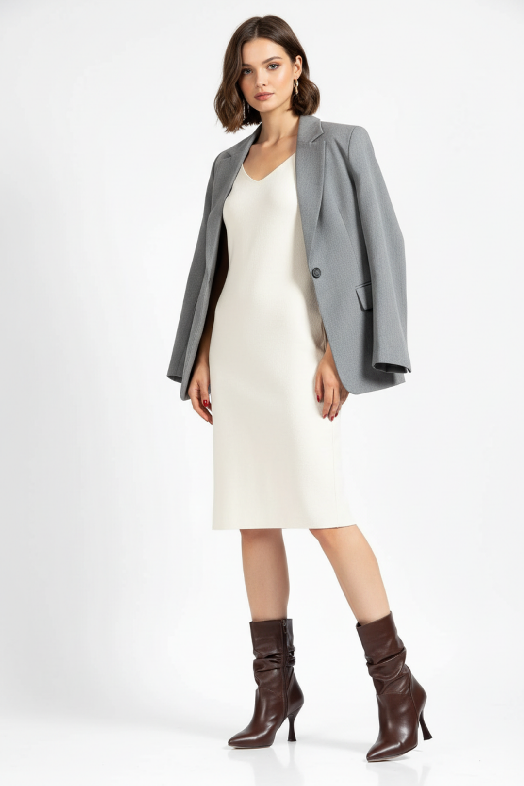 Admete Kadın Kahve Körüklü Yüksek İnce Topuklu Bot