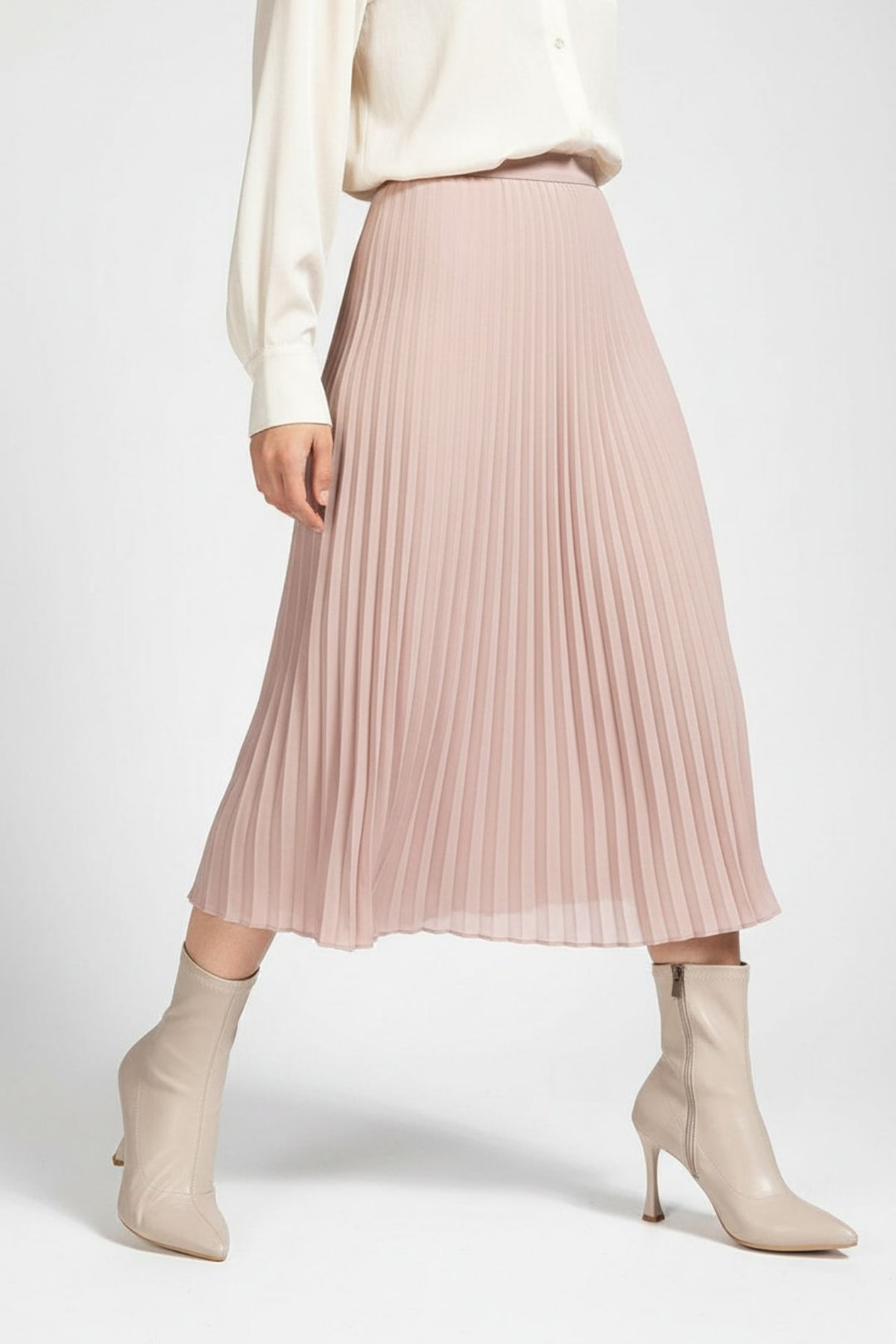 Orjen Kadın Bej Streç Detaylı Topuklu Bot