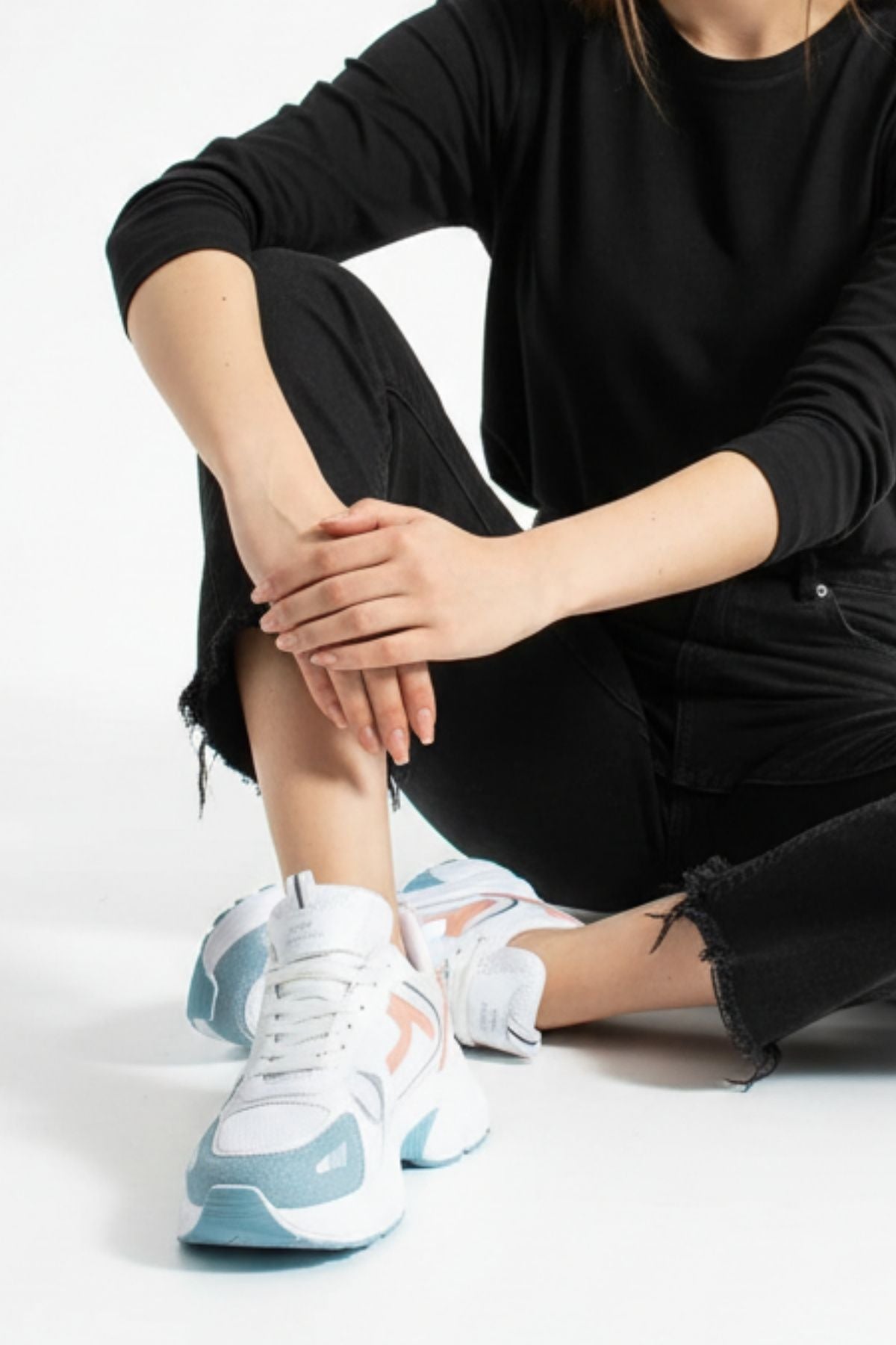 Hagrid Kadın Beyaz Pudra Mavi Fileli Spor Ayakkabı