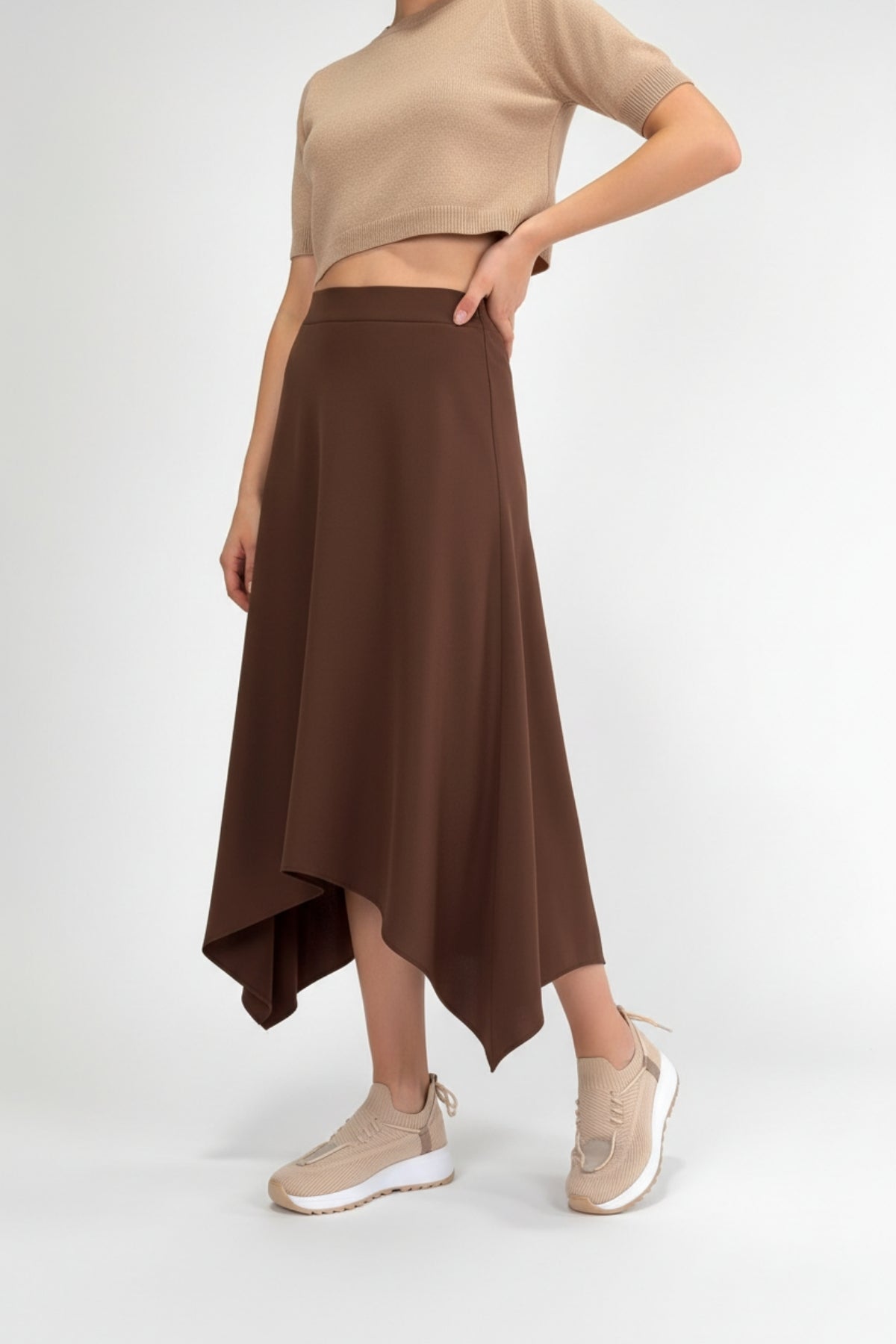 Renji Kadın Bej Triko Bağcıklı Spor Ayakkabı