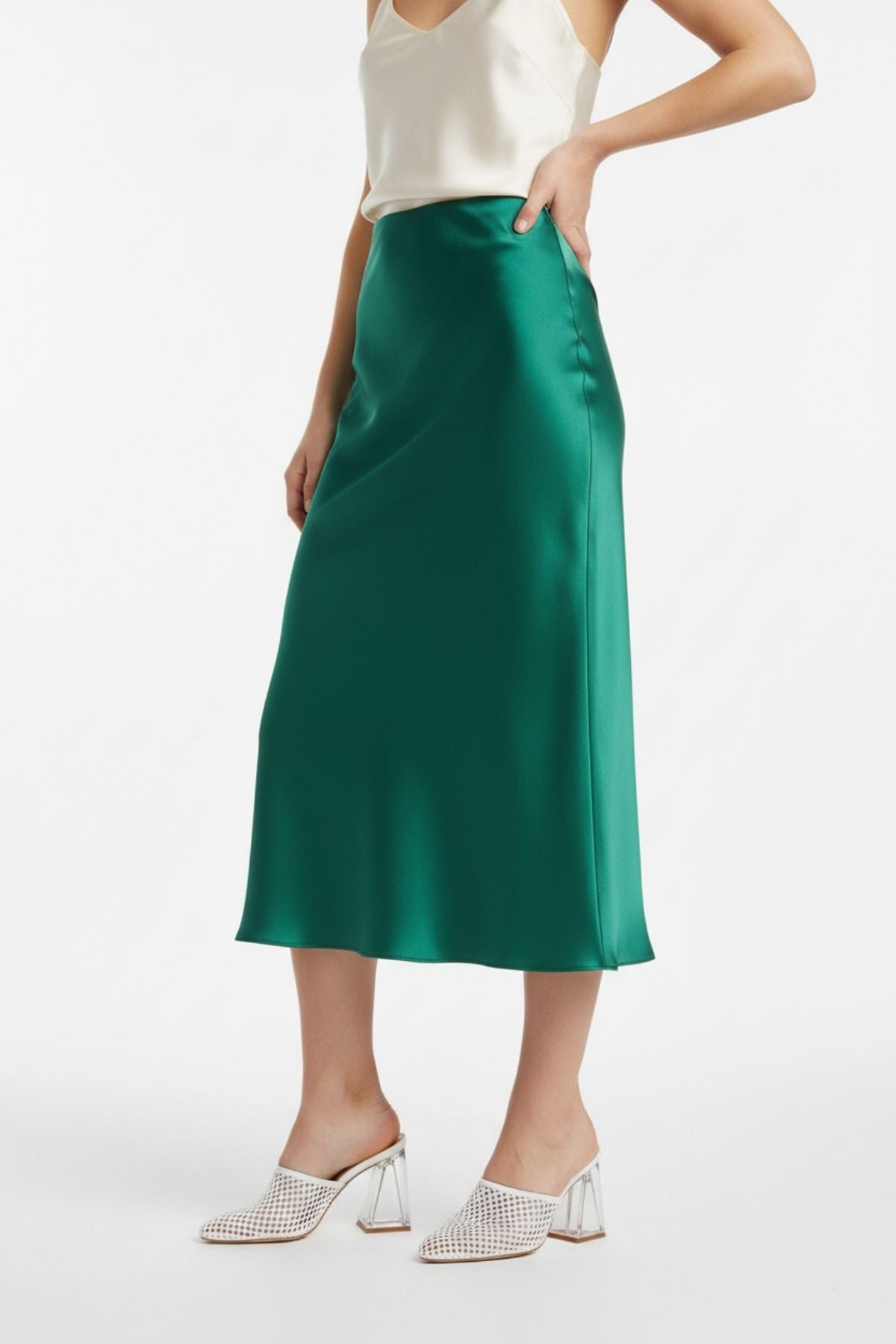 Akva Kadın Beyaz Şeffaf Topuklu Terlik