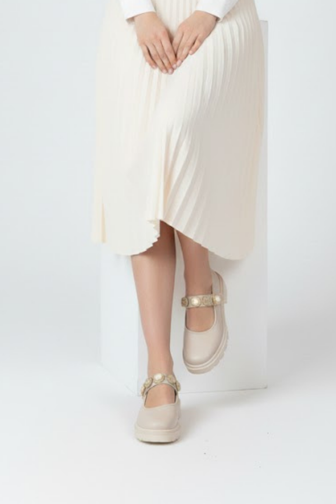 Okira Kadın Bej Tokalı Oxford Ayakkabı