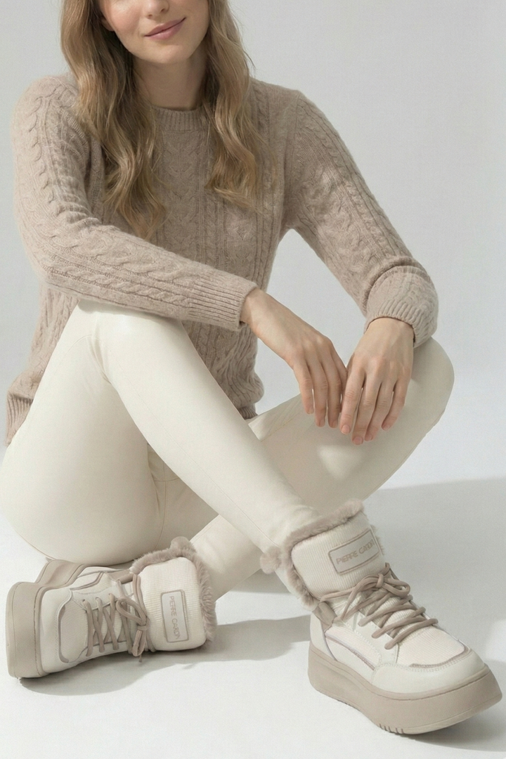 Pierre Cardin Jusu Kadın Kürklü Krem Bot PCI-11188