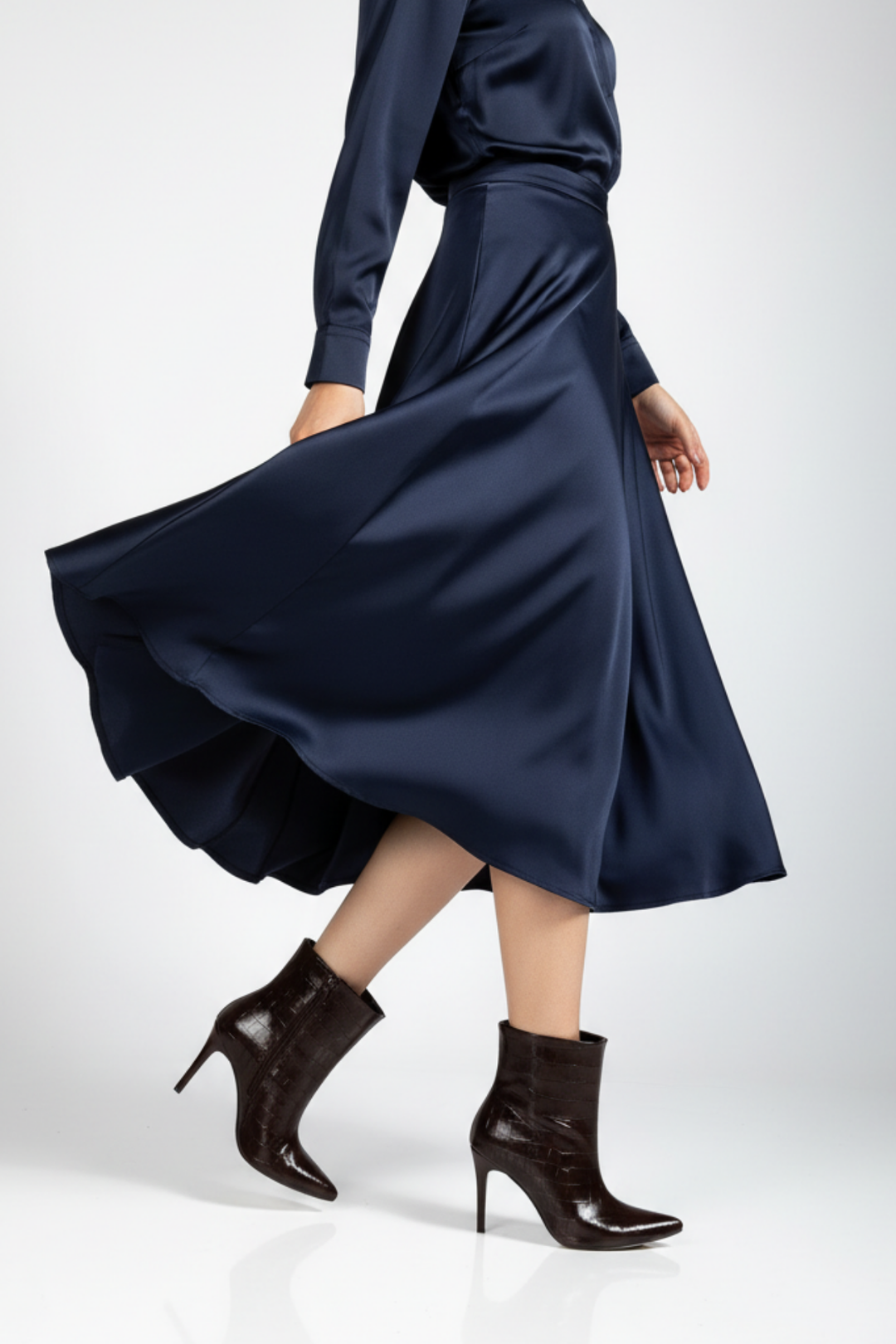 Mirelle Kadın Kahve Kroko Sivri Burun İnce Topuk Bot