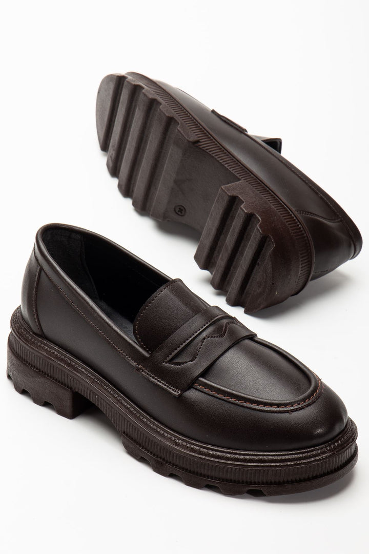 Renesa Kahve Yüksek Tabanlı Loafer Ayakkabı