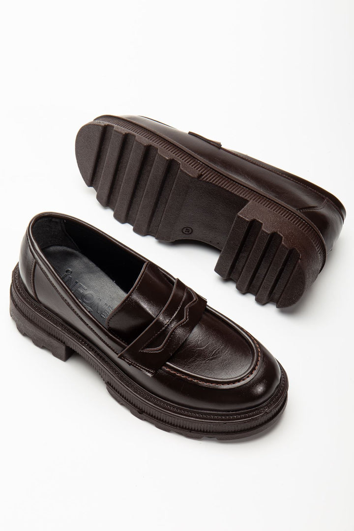 Renesa Kahve Yanki Yüksek Tabanlı Loafer Ayakkabı