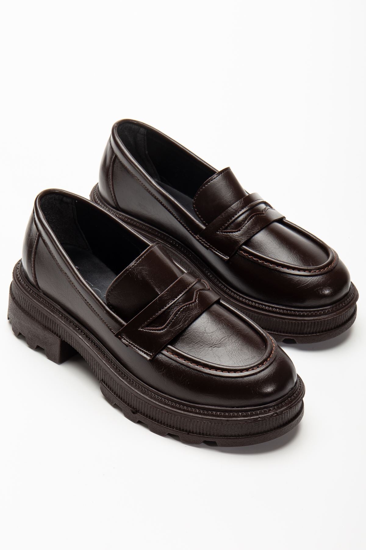 Renesa Kahve Yanki Yüksek Tabanlı Loafer Ayakkabı