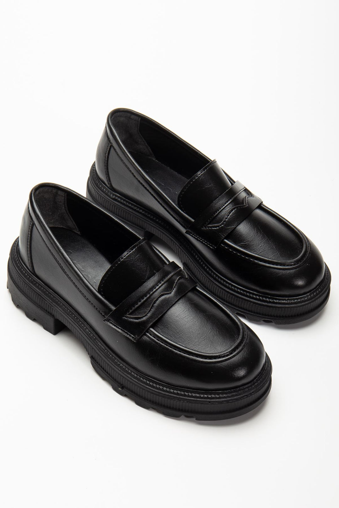 Renesa Siyah Yanki Yüksek Tabanlı Loafer Ayakkabı