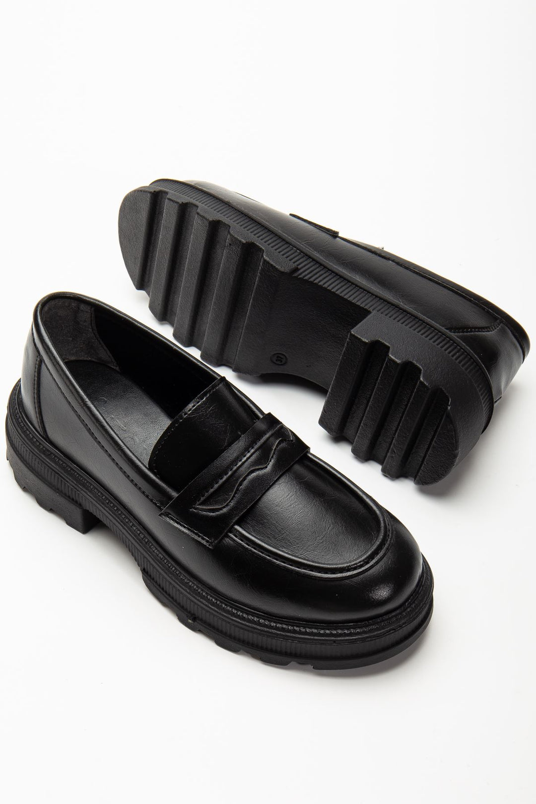 Renesa Siyah Yanki Yüksek Tabanlı Loafer Ayakkabı