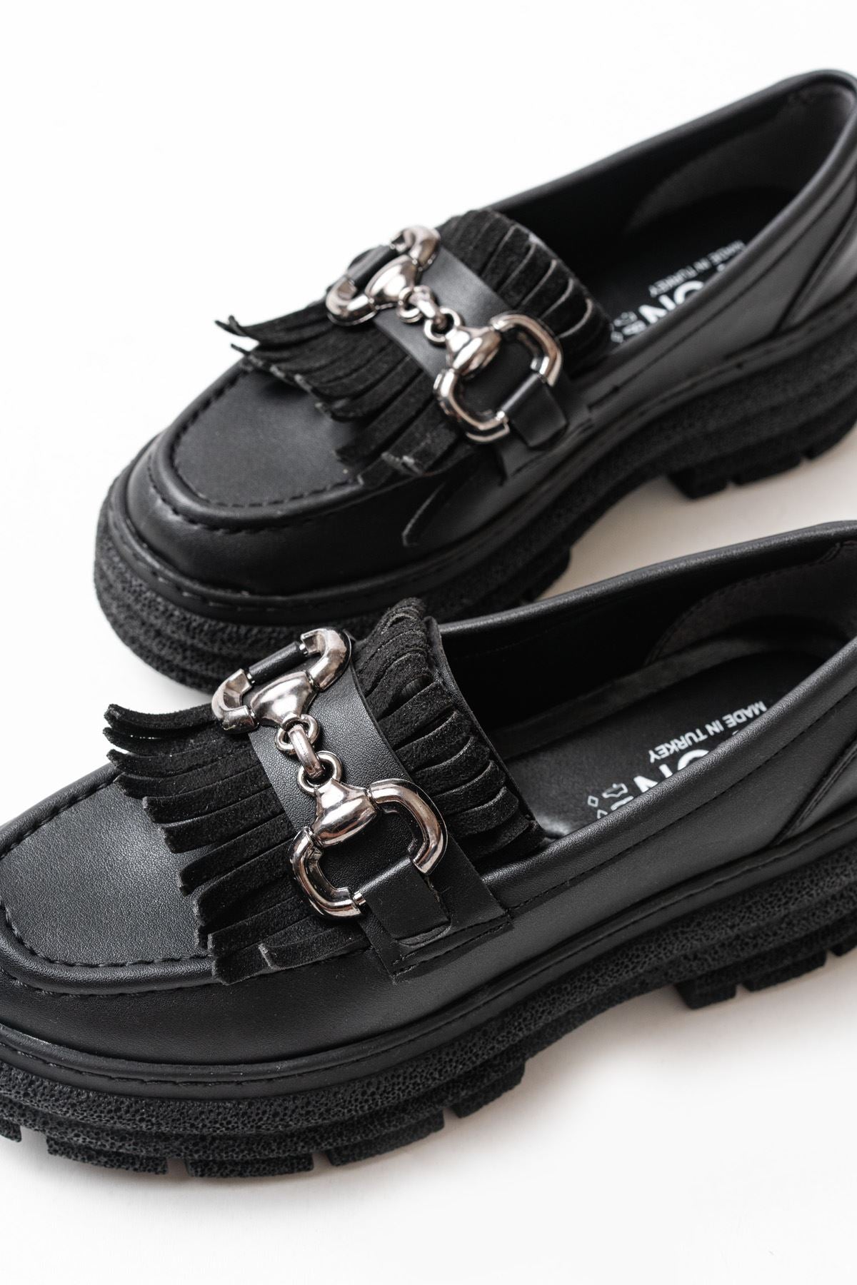 Shery Siyah Tokalı Günlük Yüksek Tabanlı Loafer Ayakkabı