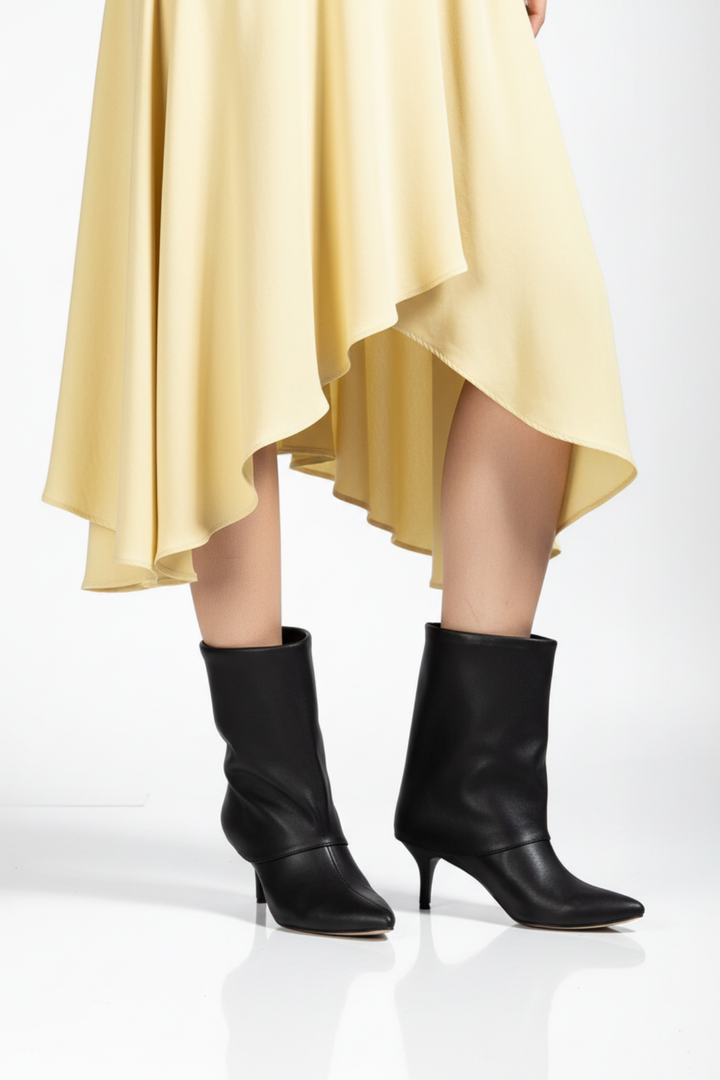 Zenora Kadın Siyah Yakalı İnce Topuklu Bot