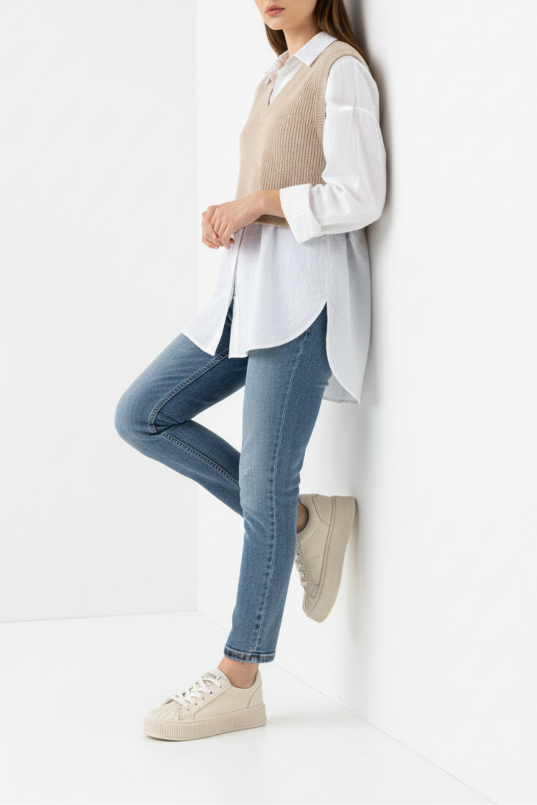 Belfas Kadın Bej Spor Ayakkabı