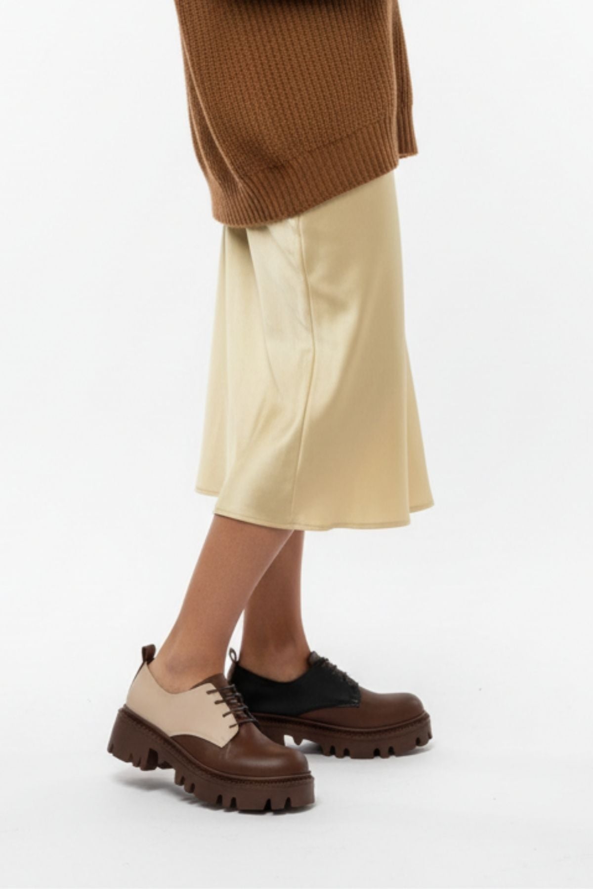 Apsely Kahverengi Garni Bağcıklı Günlük Yüksek Tabanlı Loafer Ayakkabı