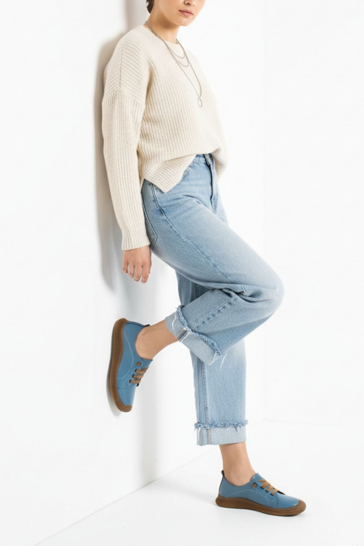 Preko Kadın Hakiki Deri Koyu Mavi Günlük Ayakkabı