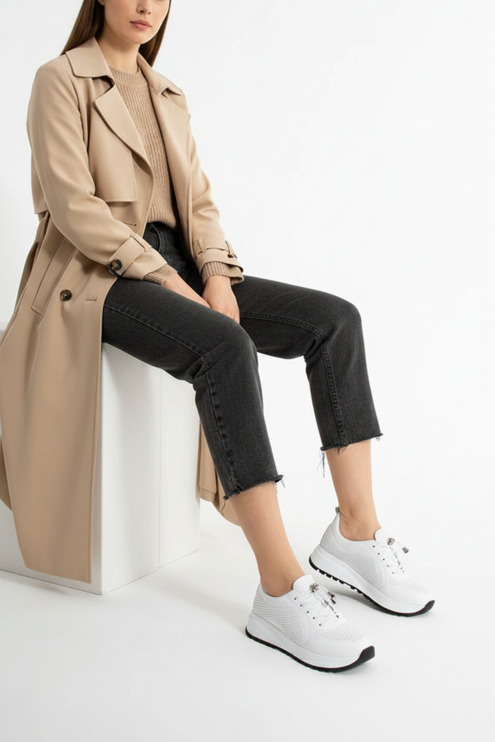 Bacha Kadın Hakiki Deri Beyaz Spor Ayakkabı