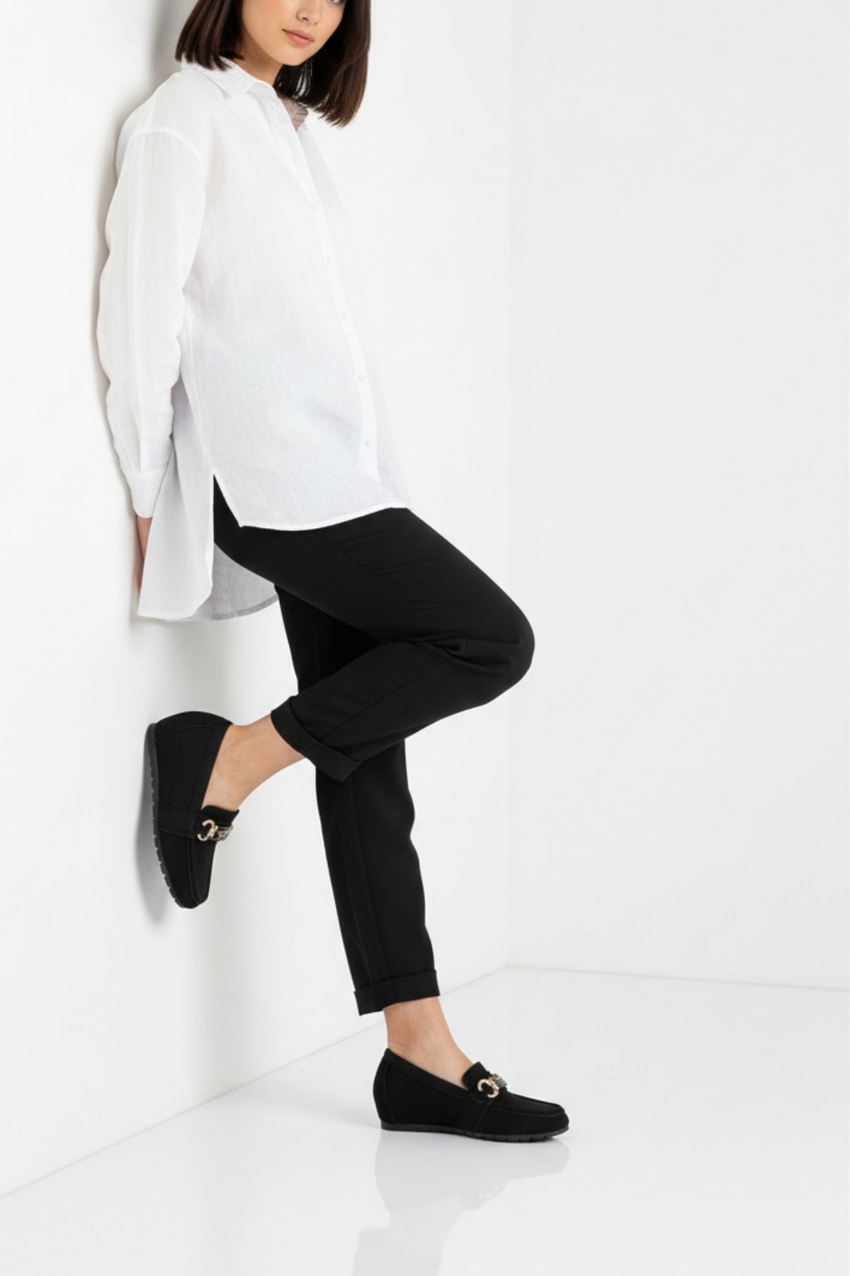 Mahze Kadın Siyah Gizli Topuk Loafer Ayakkabı