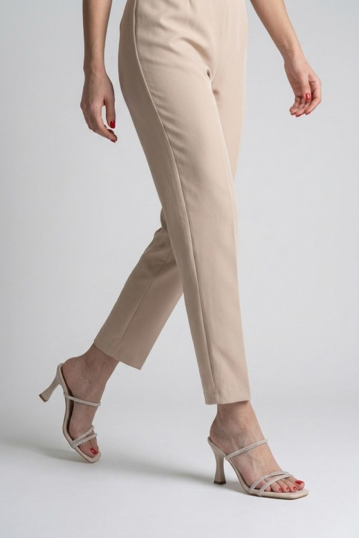 Alvina Kadın Bej Taş İşlemeli İnce Topuklu Abiye Ayakkabı