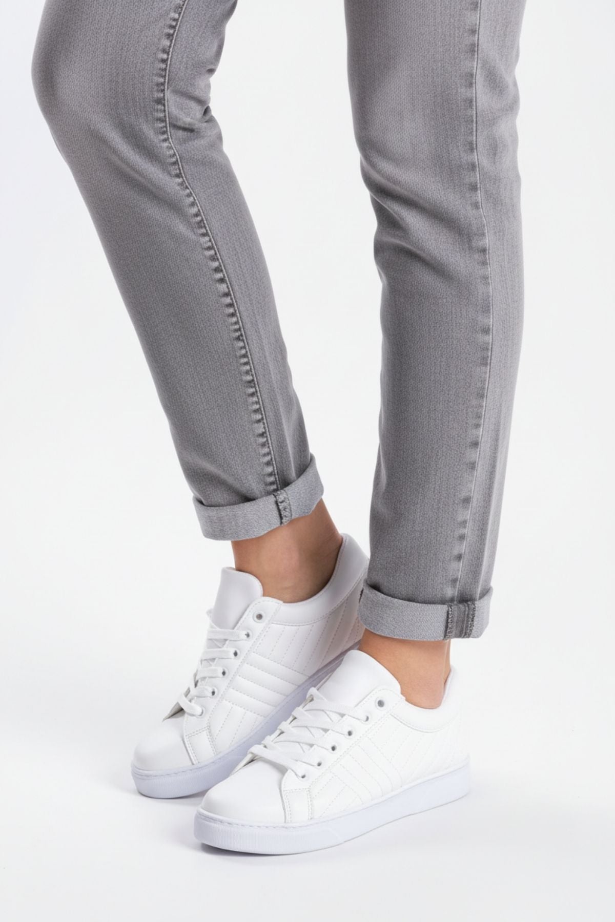 Linz Beyaz Suni Deri Kadın Spor Ayakkabı