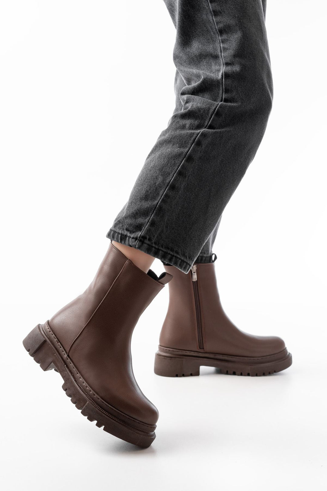 Bayden Kahverengi Luna Fermuarlı Kadın Bot