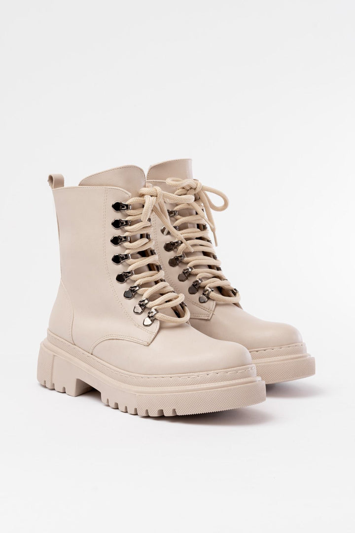 Nayza Bej Bağcıklı Fermuarlı Kadın Bot