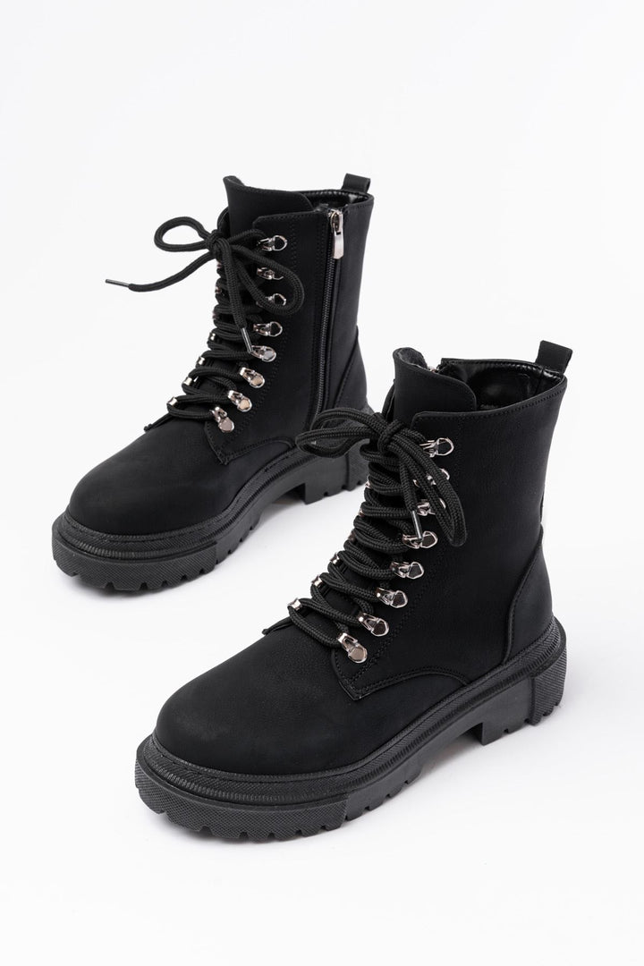 Nayza Siyah Zümrüt Bağcıklı Fermuarlı Kadın Bot