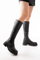 Berthan Siyah Streç Fermuarlı Kadın Çizme