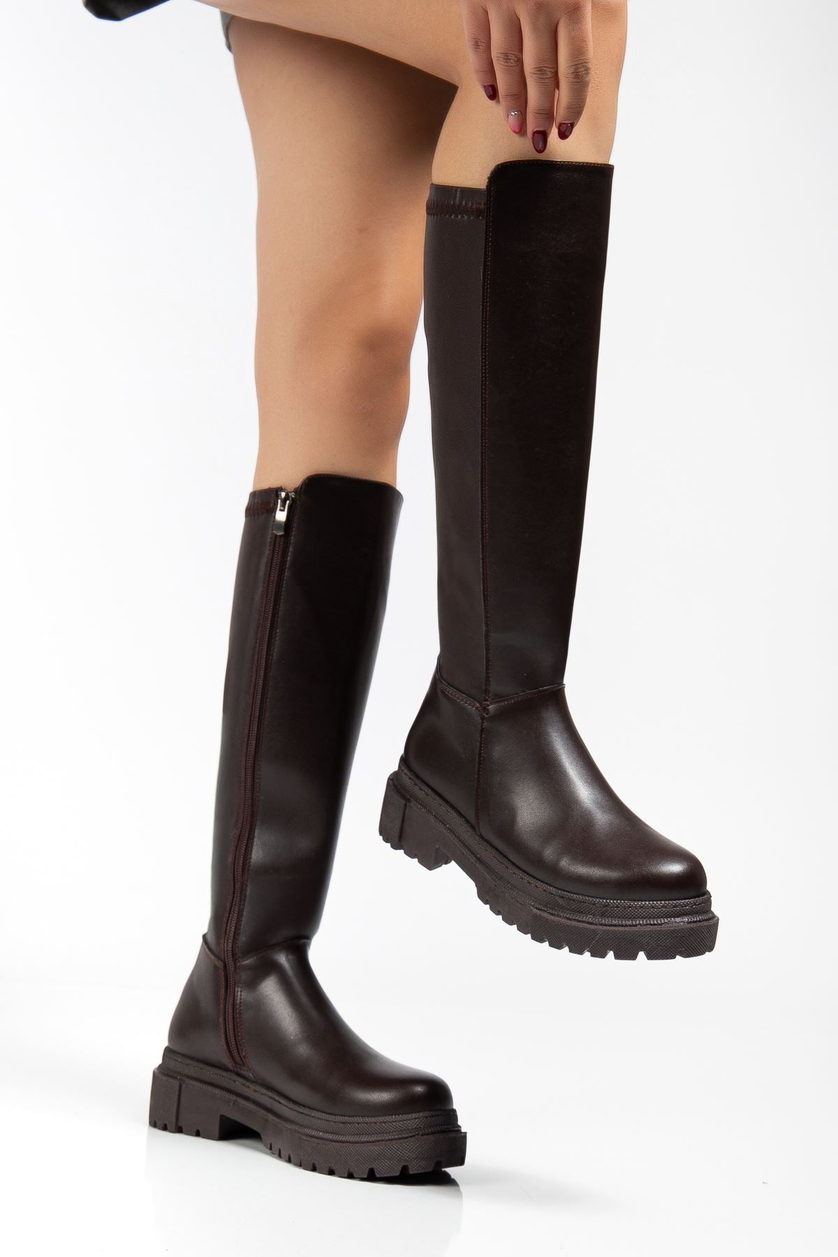 Halbert Kahverengi Fermuarlı Kadın Çizme