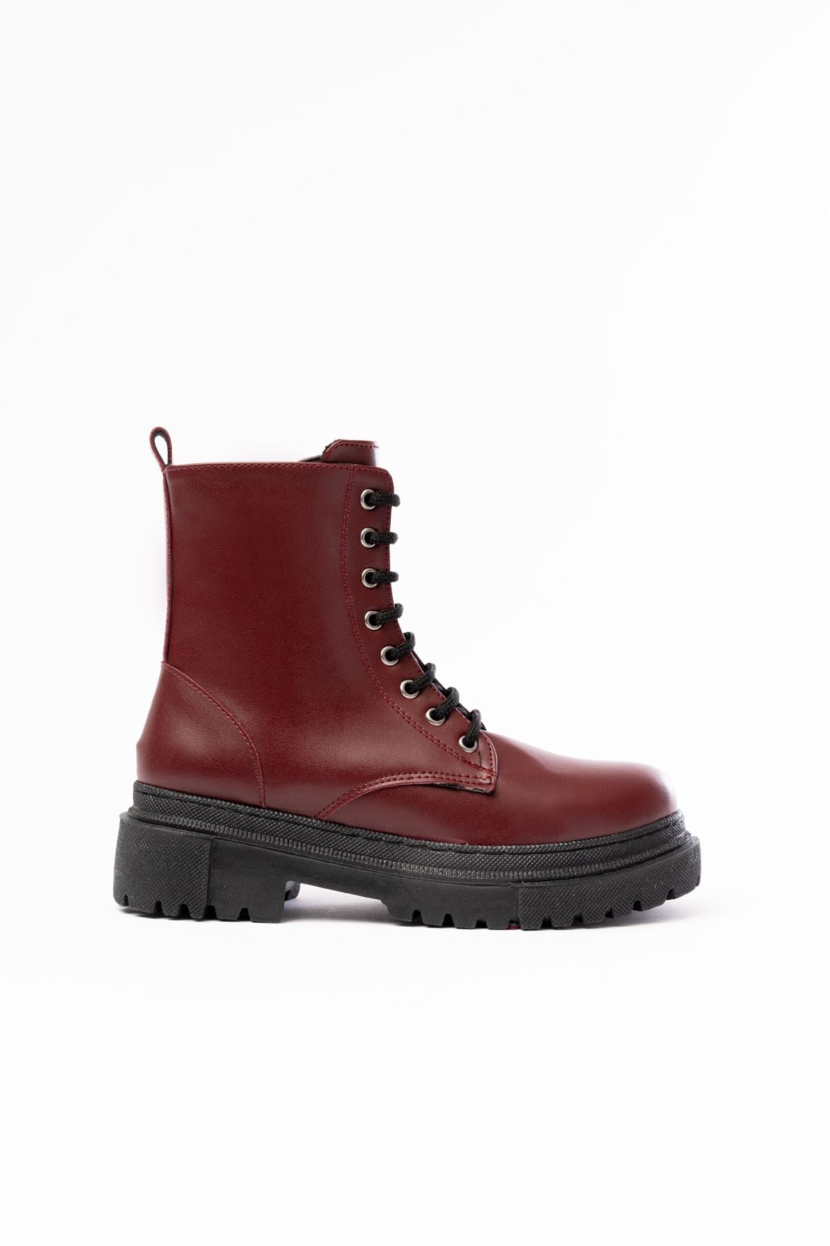 Lasin Bordo Bağcıklı Fermuarlı Kadın Bot