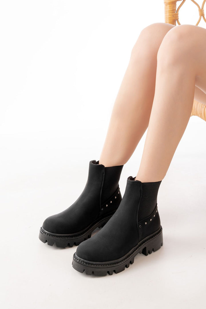 Mirion Siyah Zümrüt Lastikli Kadın Bot