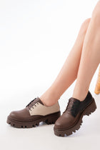 Apsely Kahverengi Garni Bağcıklı Günlük Yüksek Tabanlı Loafer Ayakkabı