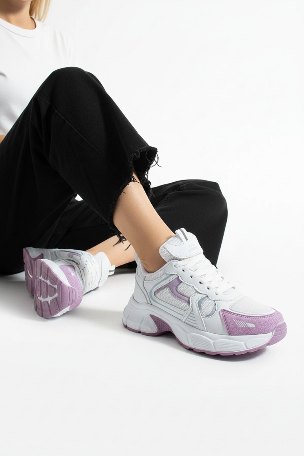 Hagrid Kadın Beyaz Lila Fileli Spor Ayakkabı
