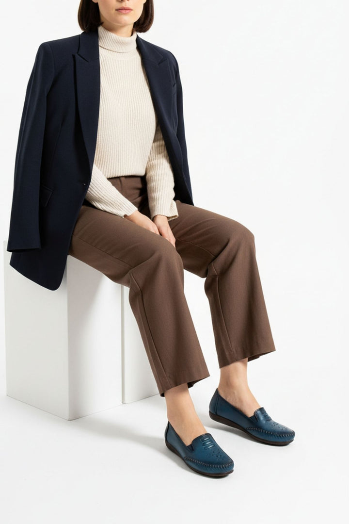 Near Kadın Hakiki Deri Mavi Günlük Ayakkabı