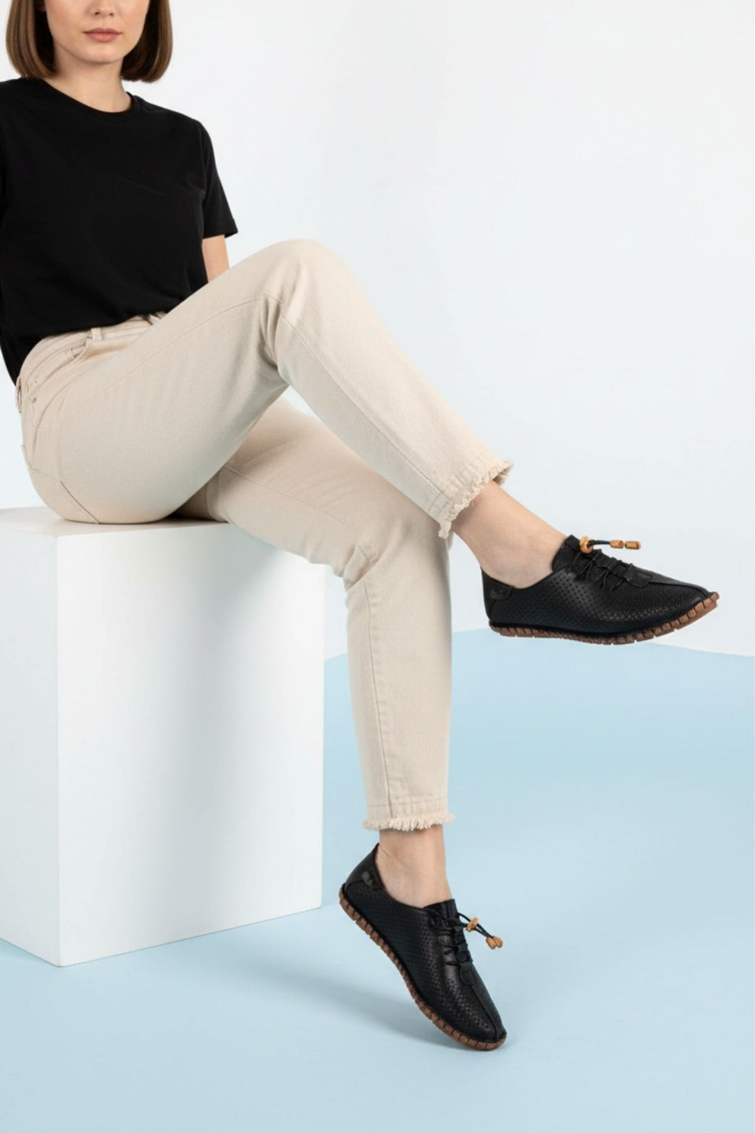 İmura Kadın Hakiki Deri Siyah Günlük Ayakkabı