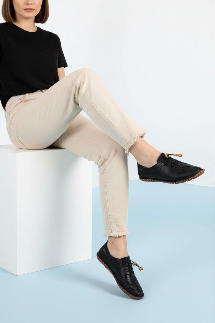 İmura Kadın Hakiki Deri Siyah Günlük Ayakkabı