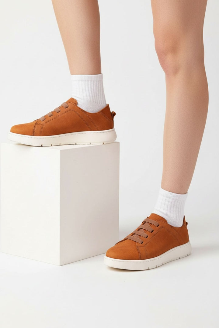 Corun Kadın Taba Nubuk Hakiki Deri Günlük Ayakkabı