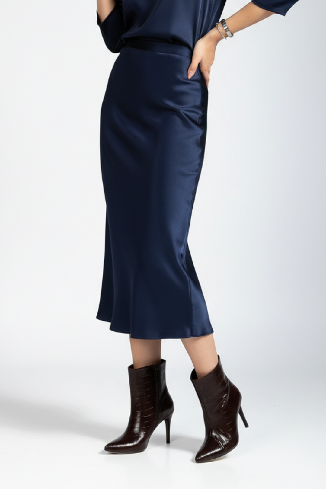 Mirelle Kadın Kahve Kroko Sivri Burun İnce Topuk Bot