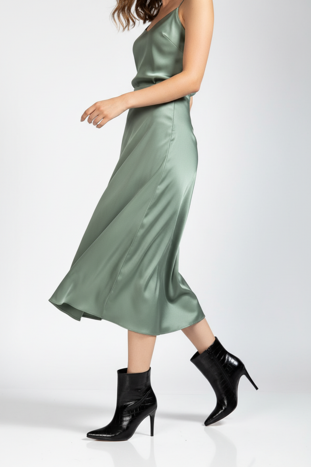 Mirelle Kadın Siyah Kroko Sivri Burun İnce Topuk Bot