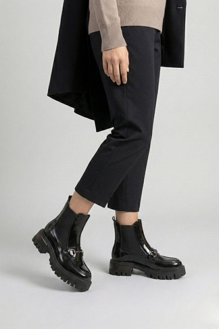 Mephen Kadın Bilekten Lastikli Rugan Siyah Bot