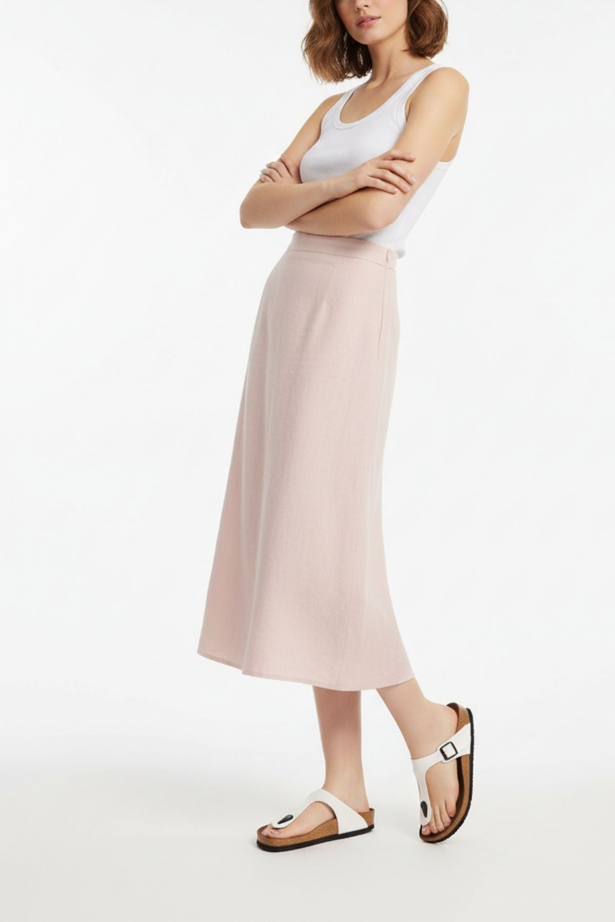 Aksar Kadın Beyaz Nubuk Parmak Arası Terlik