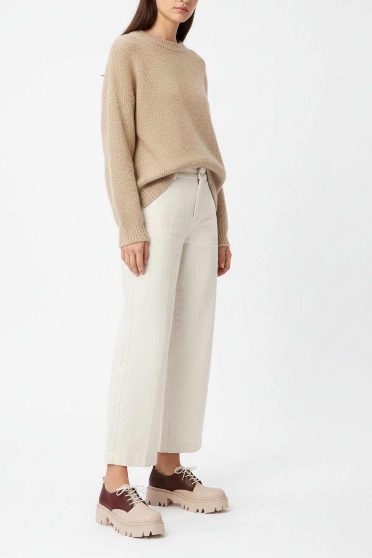 Apsely Bej Garni Bağcıklı Günlük Yüksek Tabanlı Loafer Ayakkabı