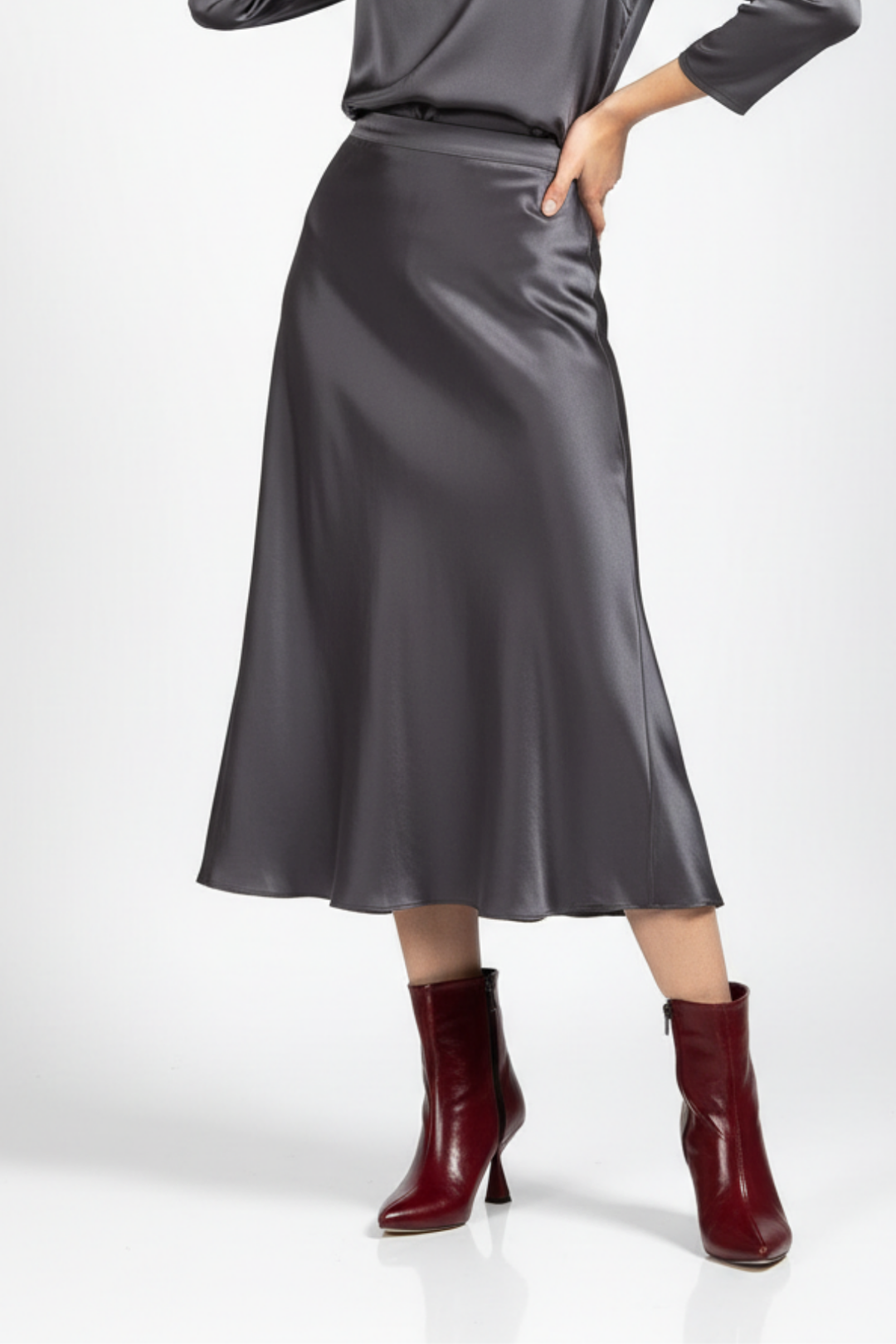 Rosven Kadın Bordo Rugan Kırışık Dokulu Kare Topuk Bot