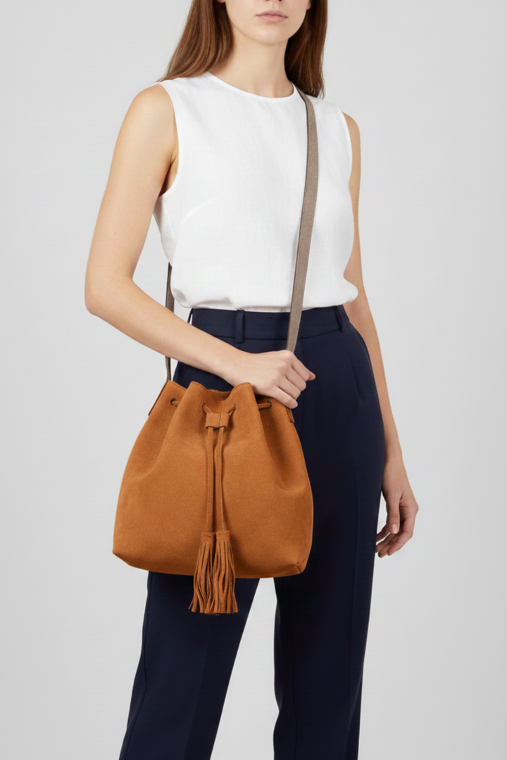 Bender Kadın Hakiki Süet Deri Çapraz Çanta