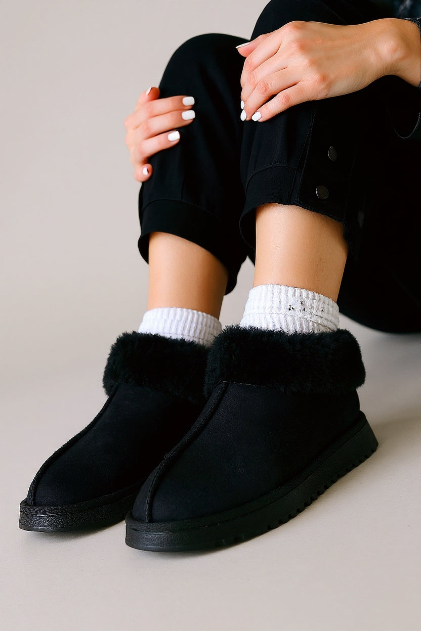 Abby Kadın Siyah Süet İçi Kürklü Bot